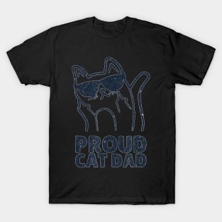 Funny Retro Proud Cat Dad Showing He Finger For Cat Lovers T-Shirt